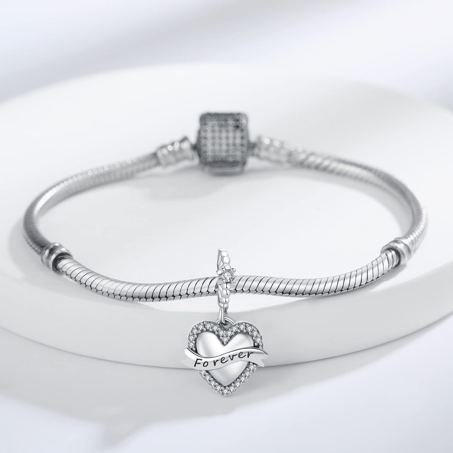 Linorui 925 Sterling Silver Charms Fit Pandora Charms Bracelet I Love You to The Moon and Back Fit Wife Mom Christmas Birthday G
