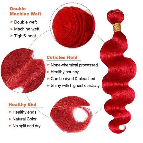 Wine Red Bundles Human Hair Burgundy Body Wave 3 Bundles 18 18 18 Inch Unprocessed Brazilian Virgin Remy Hair Double Weft Weave Human Hair Extensions