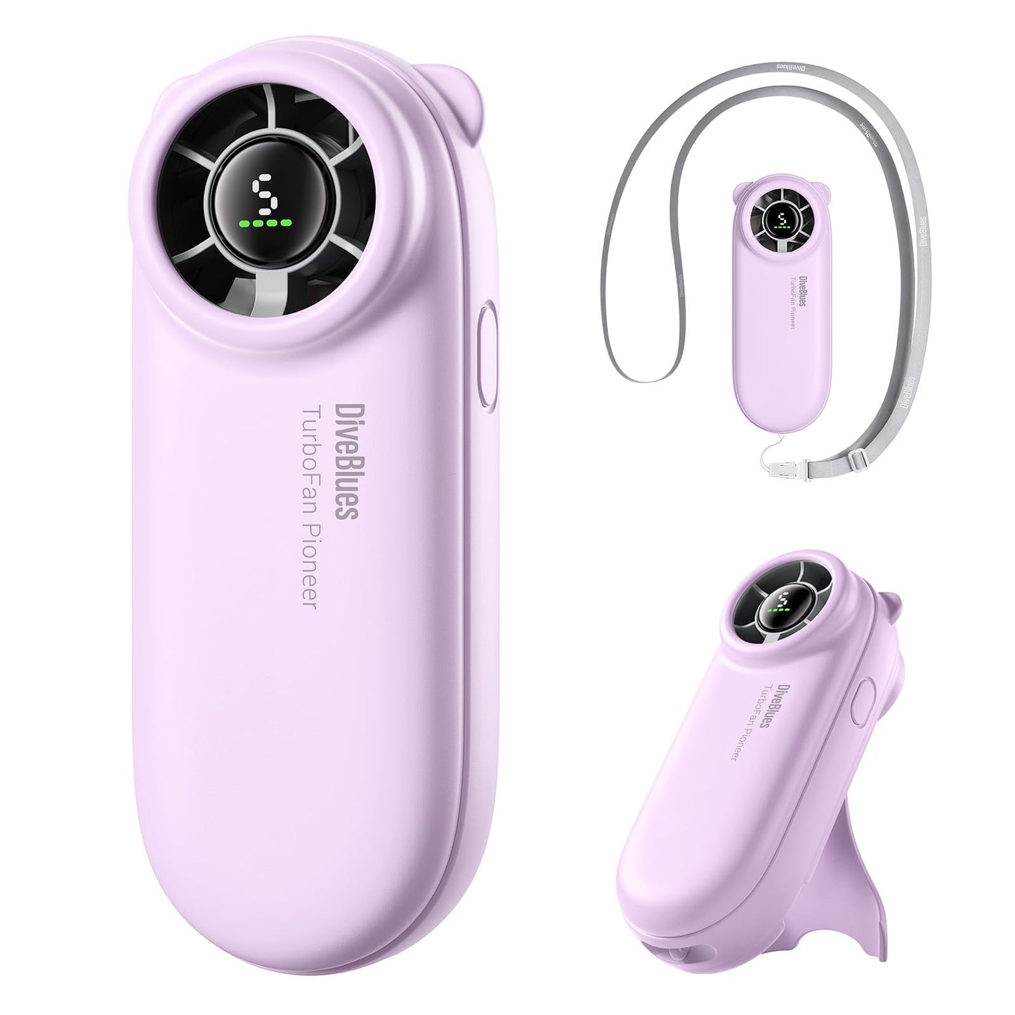 Diveblues TurboBear Portable Handheld Turbo Fan, 5 Gear Wind, Travel Essentials, Small Hand Held Fan Rechargeable, Mini Personal