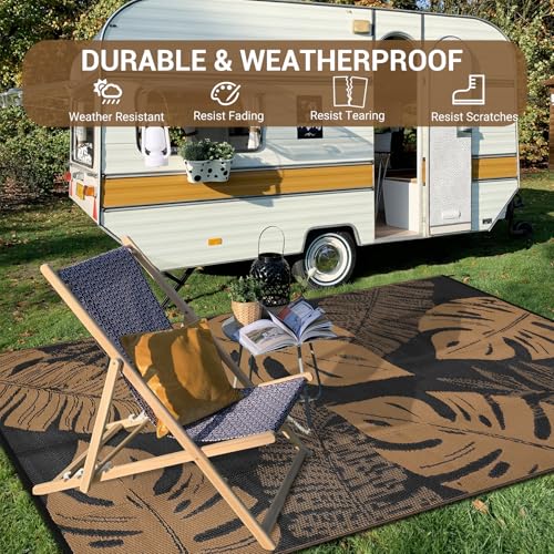 GarveeLife Outdoor Plastic Straw Rug 9x12 UV Resistant Waterproof Patio Rug, Reversible RV Camping Mat with Portable Bag &...