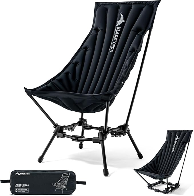 BLACK ORCA High Back Camping Chairs Inflatable Portable Camping Chair Lightweight Compact Folding Chairs with Carry Bag fo...