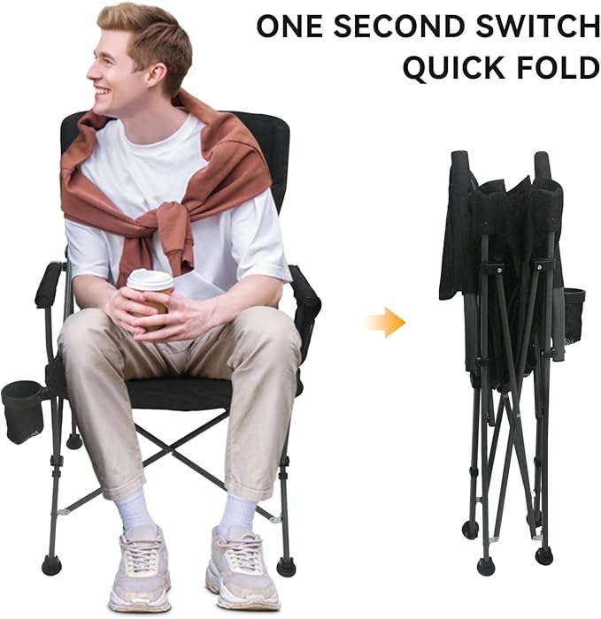 SEREVIGPUL Portable Camping Chairs- Lightweight,Back with Side Pockets & Cup Holder,Large Foldable Camping Chair for Tailgating, Firepits,Fishing, Hiking, Travel, Picnic, Beach Patio, & More
