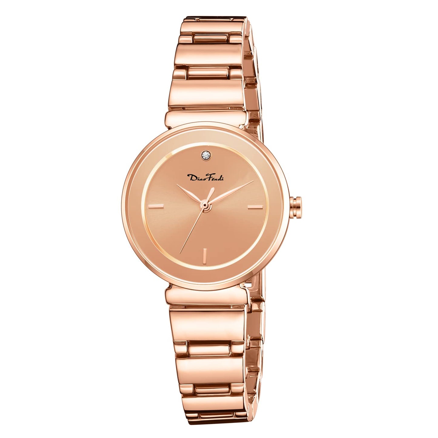 Diaofendi Gold Bracelet Watches for Women Vintage Ladies Quartz Wrist Watches Stainless Steel Band Womens Watch Luxury Tools Included (Rose Gold-Rose face)
