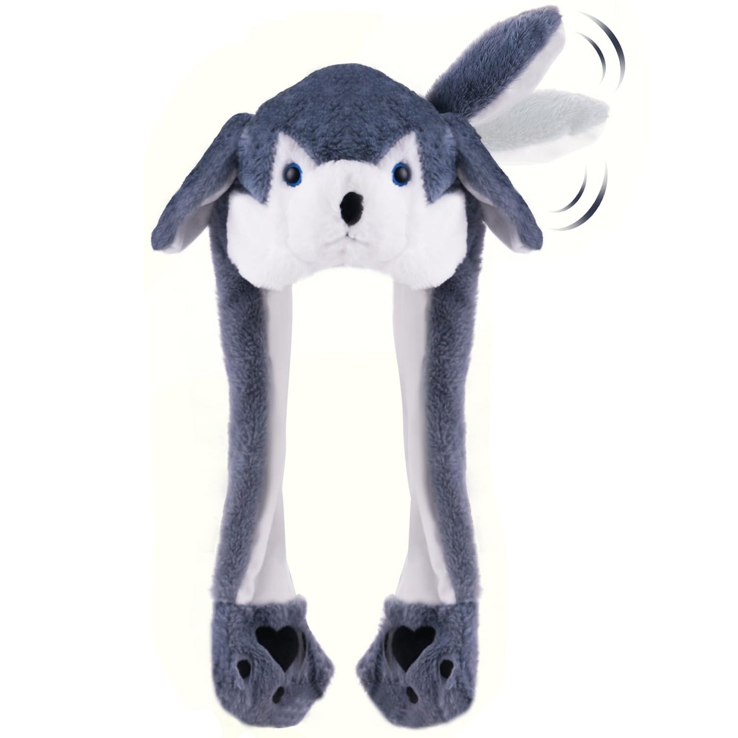 CICITOYWO Funny Plush Animal Hat Ear Moving Jumping Husky Cap for Kids Adults (Grey)