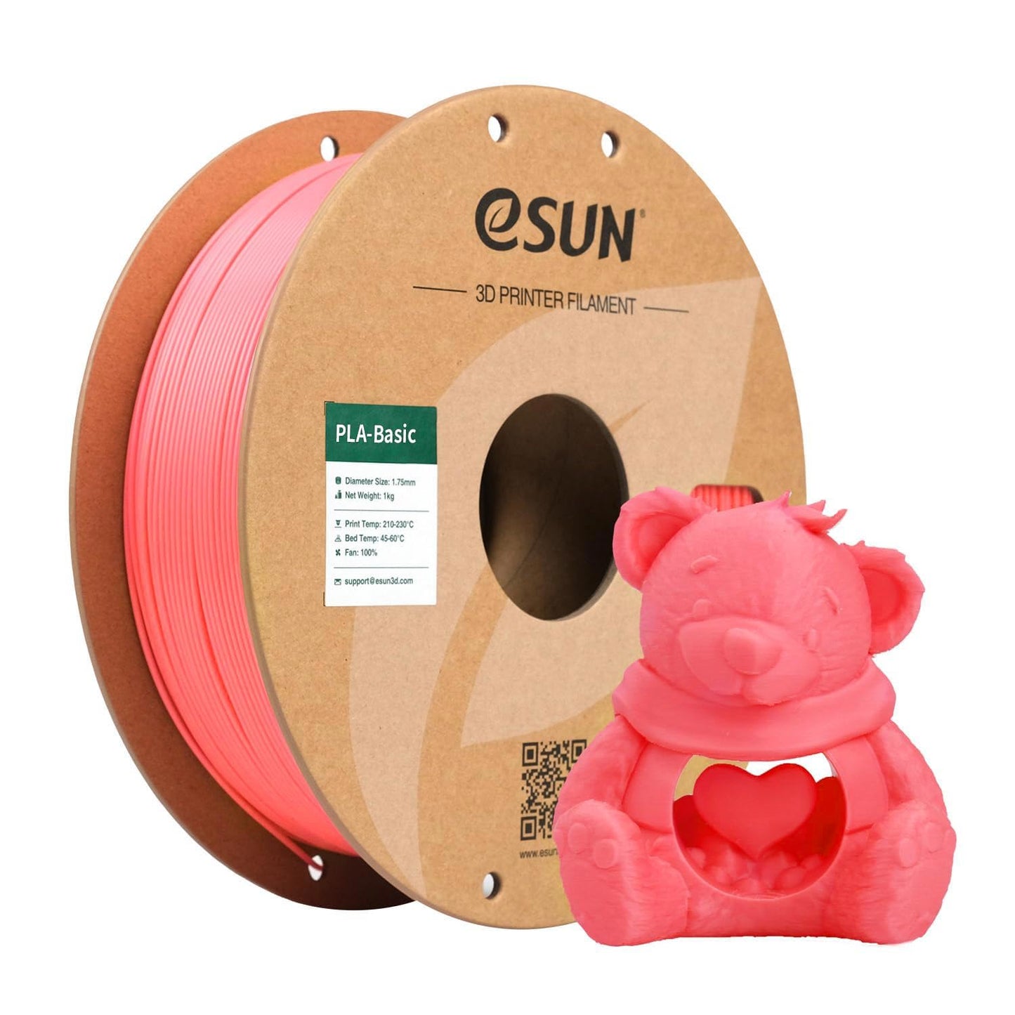 eSUN PLA Basic Filament 1.75mm, 1KG Spool (2.2 LBS) High Speed Printing 3D Printer PLA Filament,Designed for Fast Printing, Pink