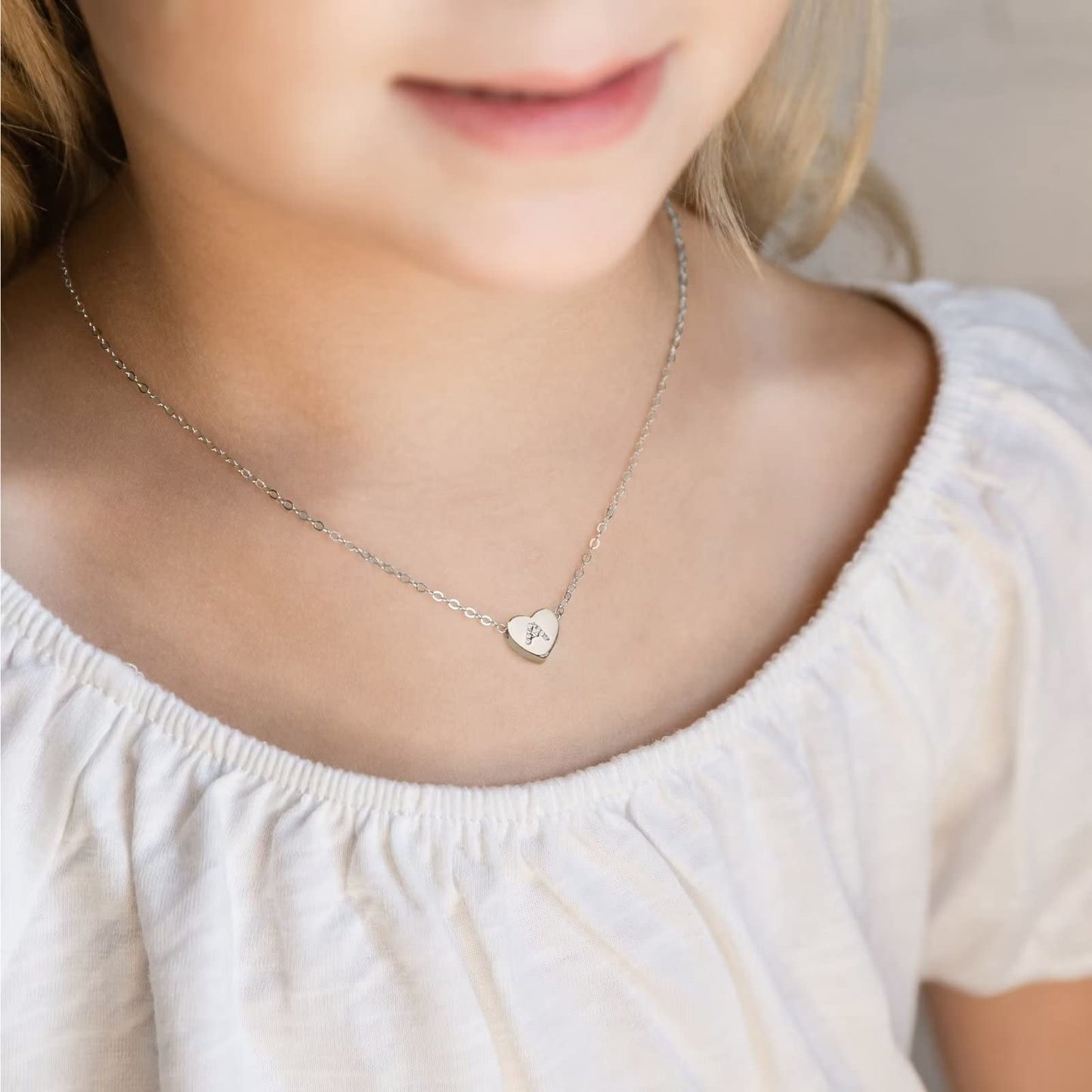 M MOOHAM Initial Necklace for Women, Silver Letter H Initial Heart Necklace for Women