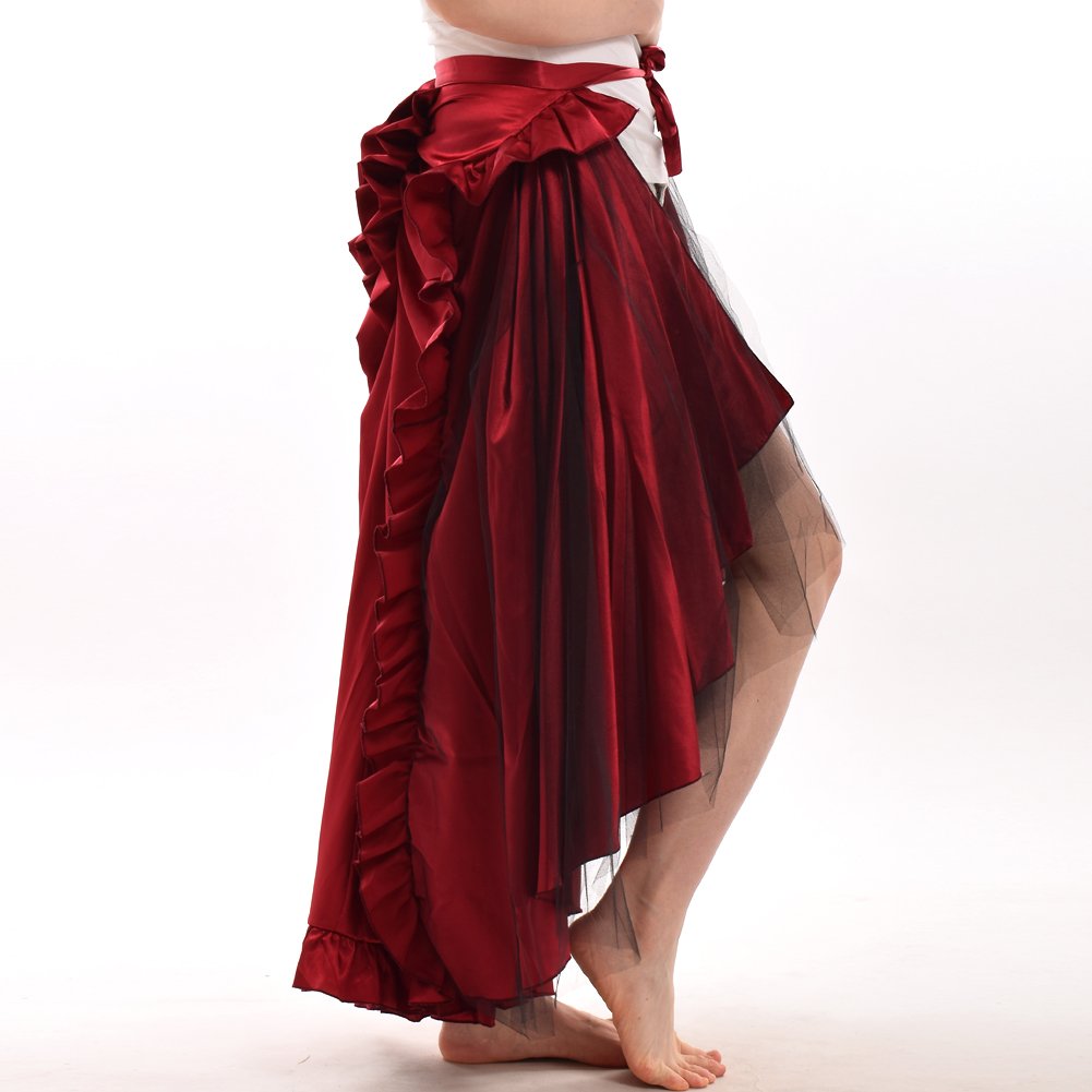 BLESSUME Punk Flounce Bustle Skirt Cape Red