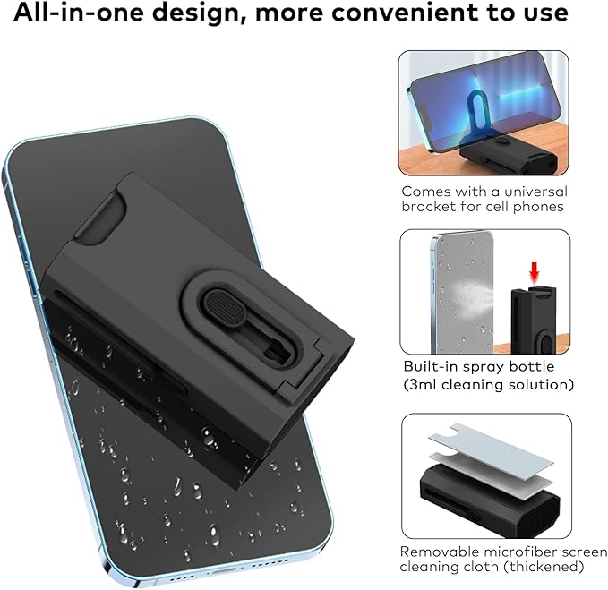 8 in 1 Electronic Cleaning kit - Keyboard Cleaner, Keyboard Cleaning Kit, Laptop Cleaner, Laptop Cleaning Kit, Electronic Cleaner Kit for Laptop/Phone(Give Away a Flannel Cloth) Black