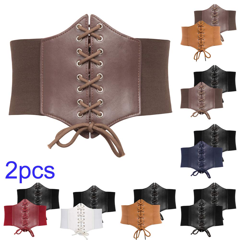 GRACE KARIN Medieval Victorian Costume Dress Corset (L,Black+Coffee)