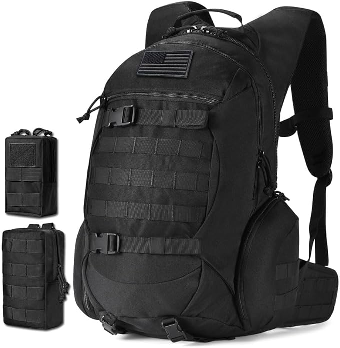 R.SASR 35L motorcycle backpack, black tactical backpack, Military Backpack (2.0 black)