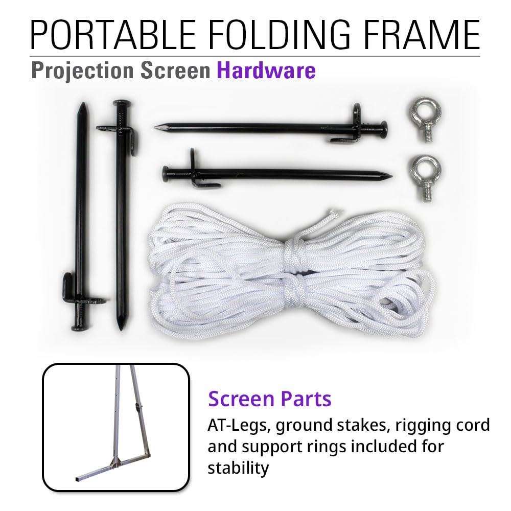 Akia 145 Inch Projector Screen with Stand and Carry Bag for Indoor & Outdoor Use – Portable Backyard Movie Display for 4K Ultra HD Viewing, Foldable Cinema Frame with Adjustable Support – AK-OS145H1.