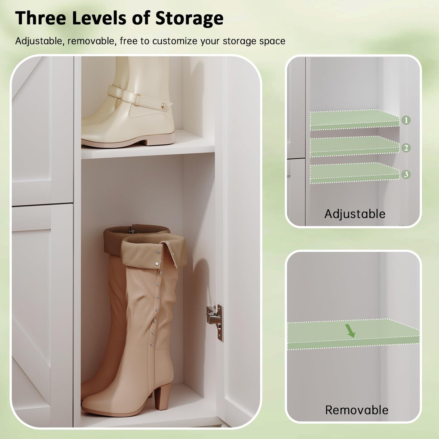 GlouMod White Shoe Cabinet with 2 Flip Drawers Door, 43"W Hidden Shoe Organizer Cabinet Storage for Entryway, Closet, Boot, Adjustable Shelves, Narrow Shoe Rack Freestanding Cupboard, At Least 20 Pair
