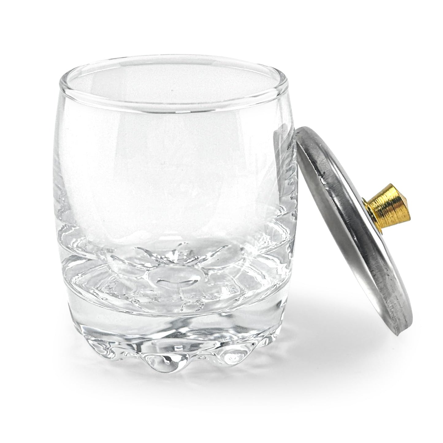 Honey Joy Crystal Disinfection Glass Cup Acrylic Liquid Powder Dappen Dish with Stainless Steel Metal Lid Glassware Tool For Nai