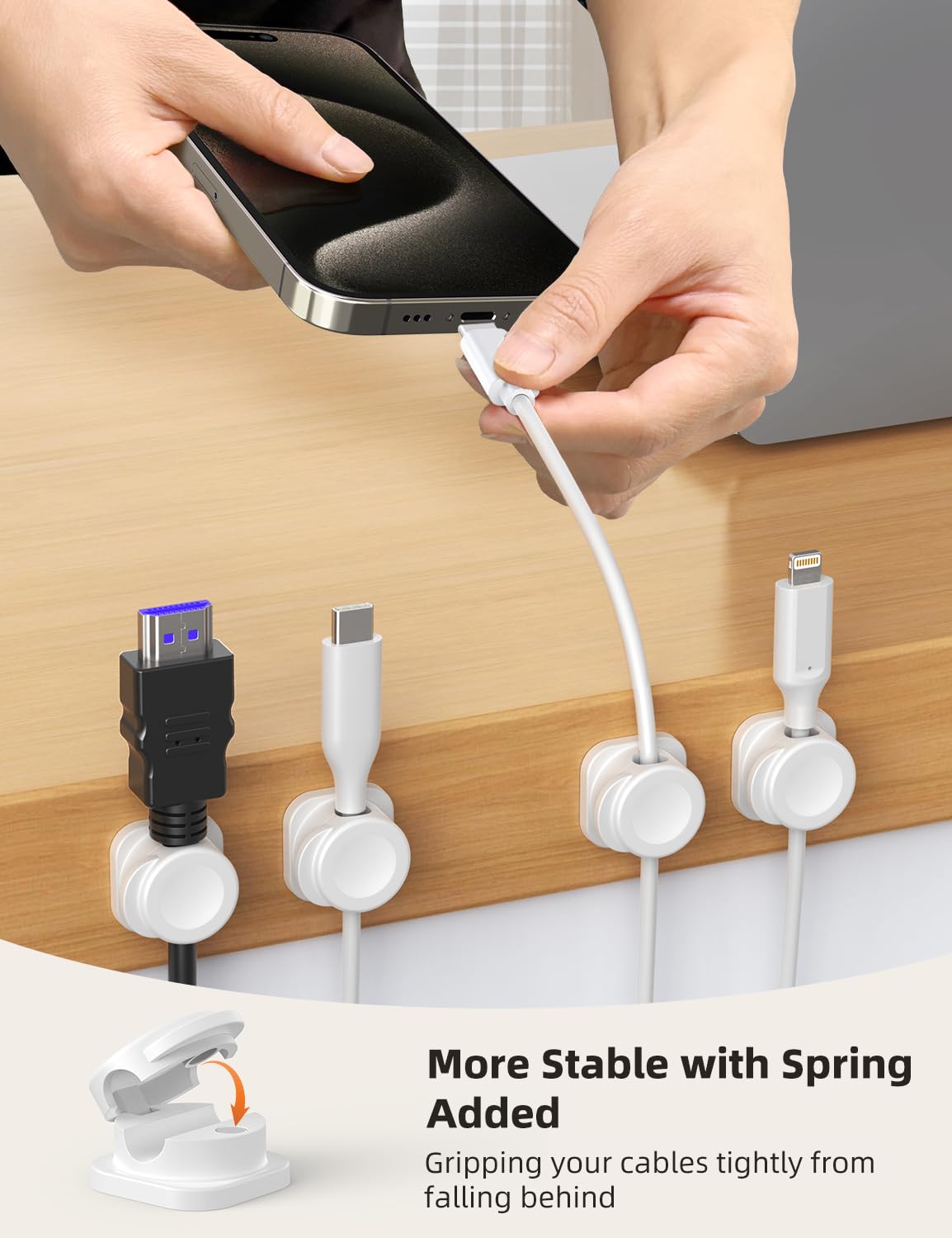 Cord Holder, 8 Pack Magnetic Cable Clips For Desk, Strong Adhesive Phone Cord Clips For Nightstand Keeper In Office Home Car Bed
