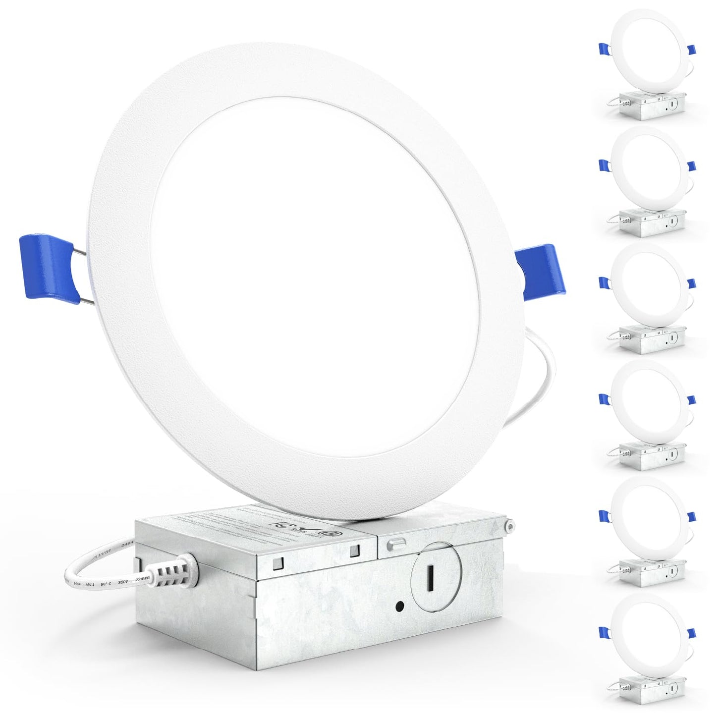 Sunco Lighting - 6 Pack 6 Inch Ultra Thin LED Recessed Ceiling Lights, 5000K Daylight, Dimmable, 14W, Wafer Thin, Canless with Junction Box.