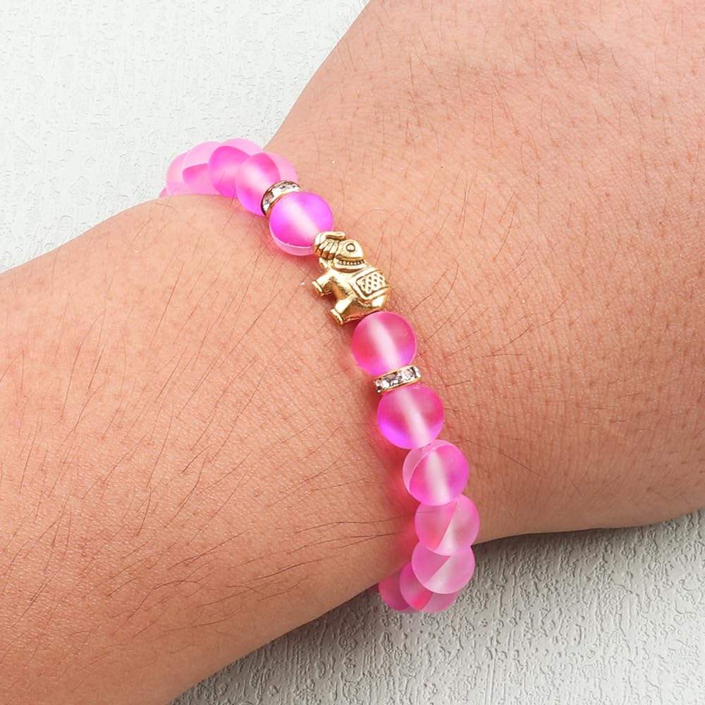 KSQS Elephant Yoga Healing Bracelet for Women, 8mm Natural Stone Chakra Bracelet Stress Relief Aromatherapy Essential Oil Diffus