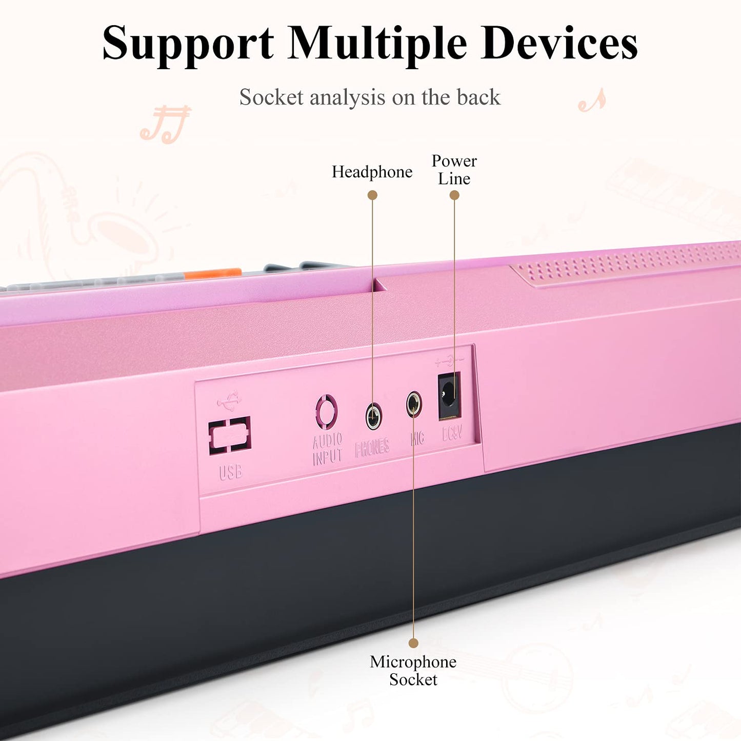 Eastar Electronic Keyboard Piano Kit 61 Key for Beginner, Children Digital E Piano with Stand, Bench, Music Stand and Microphone, Pink, Musical Instrument Birthday Gifts for Kids Girls Daughter