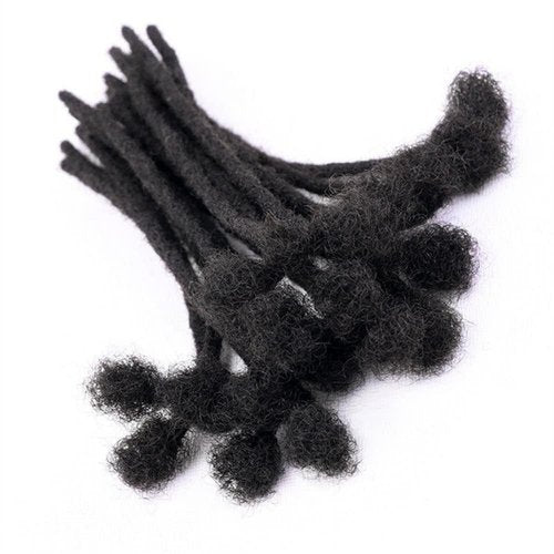 6 Inch 0.4cm Thickness Dreadlock Extensions Human Hair 60 Strands Locs Extensions Real Human Hair, Natural Black for Women Men Kids Full Handmade Permanent Locs Can Be Dyed and Bleached