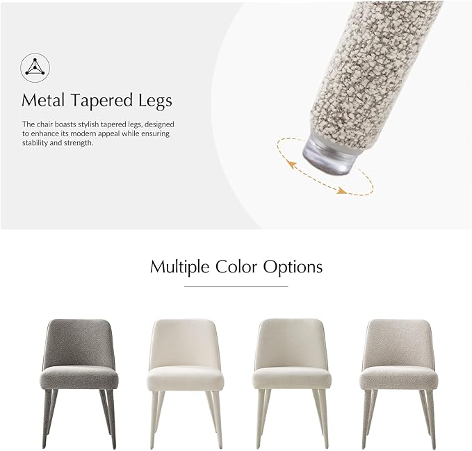 HULALA HOME Modern Dining Chairs Set of 4，Taupe Fully Chenille Upholstered Dining Room Chairs Set with Foot Peg, Solid Wood Frame, Armless Kitchen Accent Chairs for Living Room Bedroom Reception