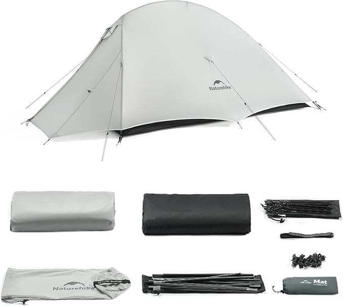 Naturehike 1-2 People Cloud up UL Tent, Rainproof PU1500mm & Windproof Upgrade Ultralight Tents,2.3lbs/2.68lbs, for Cycle ...