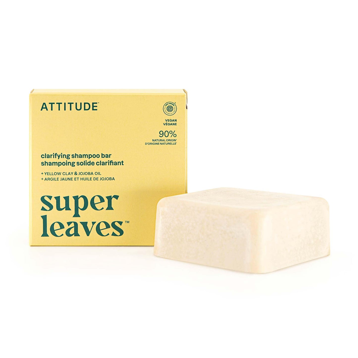 ATTITUDE Clarifying Shampoo Bar, Natural Origin, for Greasy and Oily Hair, Jojoba Oil & Yellow Clay, EWG Verified & Clean ingred