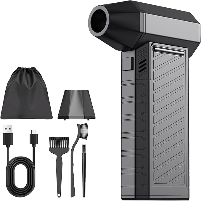 Compressed Air Duster-180000RPM Air Blower Rechargeabler, Handheld Snow Blower Cordless with Quick Charge, 3 Adjustable Speeds, 2 LED Lights, 7500mAh Battery for Computer Camera Home Outside
