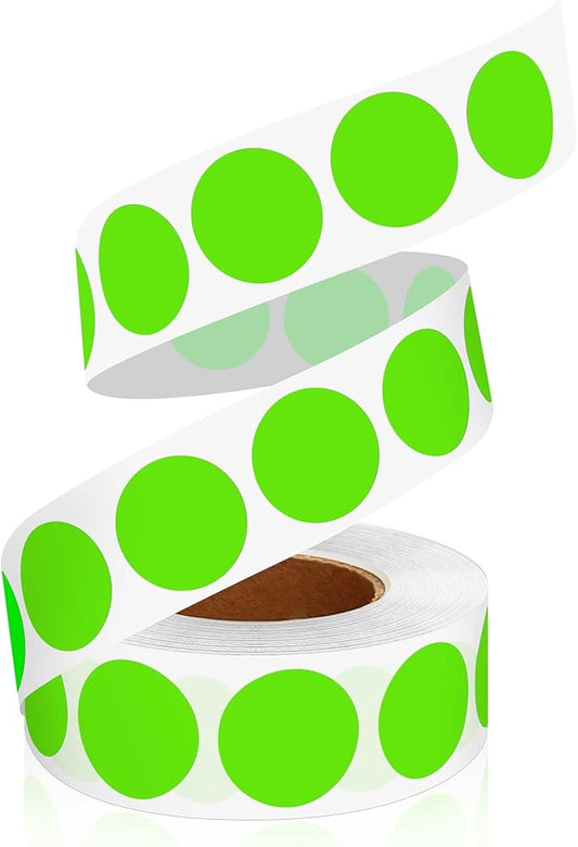 0.75 Inch Multi - Purpose Removable Labels,1000 PCS 3/4" Light Green Stickers for Classroom, Papers, Market, Price Tags, and Library Book Label. Non - Printable Round Colored Labels