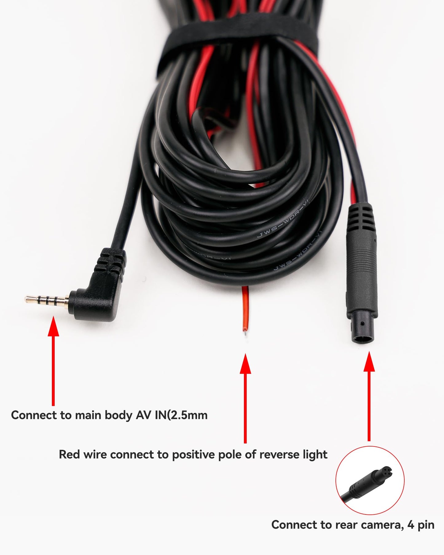 Wolfbox 50 Feet Rear Camera Longer Replacement Cable For I17 / I07 / G840S / G840H / G900 / G930 / G850 / G850Pro / G900Pro Vers