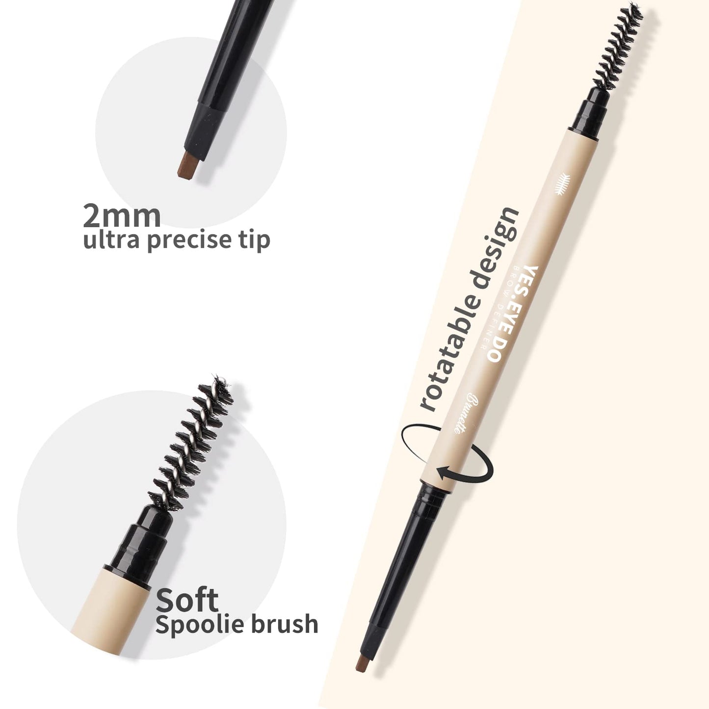 Eyebrow Pencil Deep Brown, Dual-ended Dark Brown Eyebrow Pencil, Waterproof Eyebrow Pen with Hair Like Stroke, Filling in Sparse