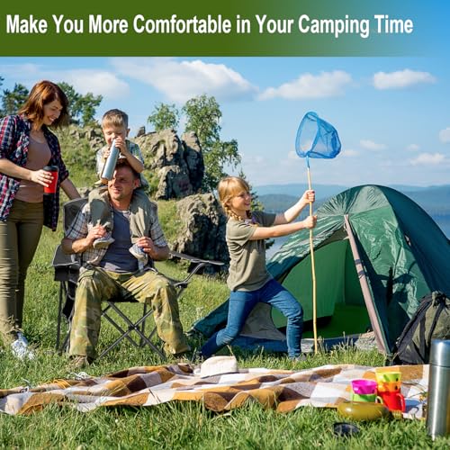 SAILARY Collapsible Folding Camping Chairs Heavy Duty Lawn Foldable Chair with Cooler Bag, Storage Pocket, Waterproof Bag ...