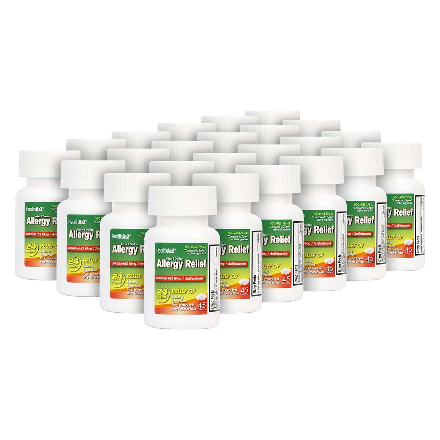 HealthA2Z® Allergy Relief | Cetirizine 10mg | 24 Packs of 45 Tablets Each (1080 Tablets) | All Day Allergy Relief | Indoor & Outdoor | Relief from Itchy Throat, Sneezing, Runny Noses | Value Pack
