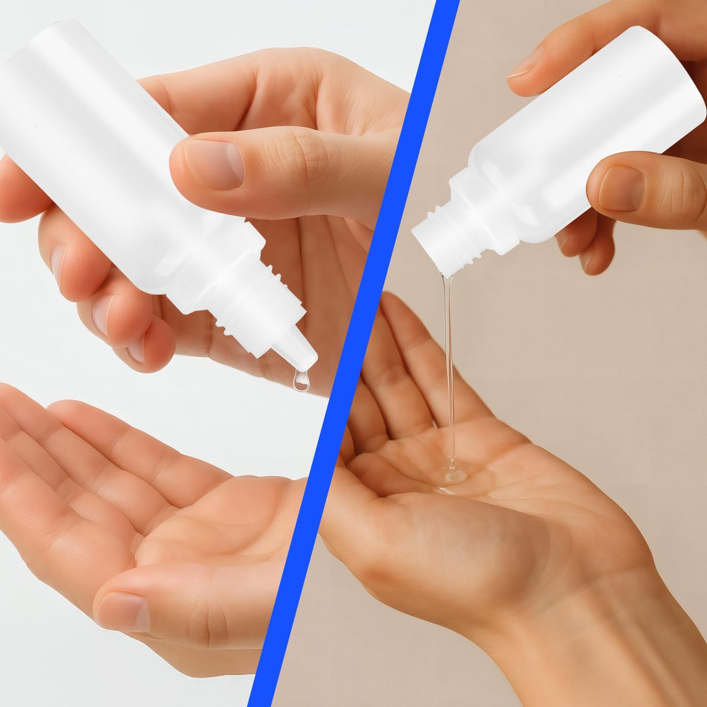 5 PCS (4 Bottles + 1 Funnel) 15ml (0.5oz) Small Plastic Dropper Bottles - Empty, White Eye Liquid Dropper Bottles, Squeezable & Portable Travel Containers for Eye Drops, Refillable with Cap and Plug