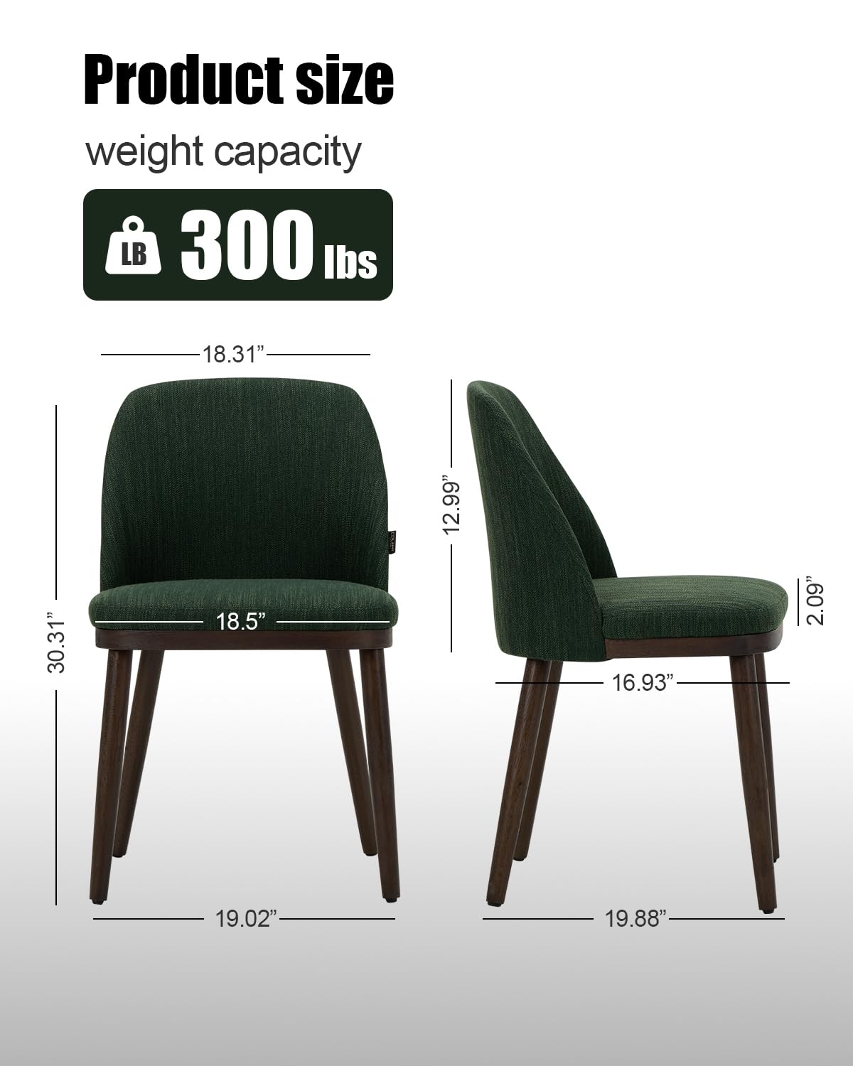 Homixis Upholstered Dining Chairs Set of 6 - Line Fabric Modern Dining Room Chairs, Mid-Back Restaurant Kitchen Chairs with Wooden Legs