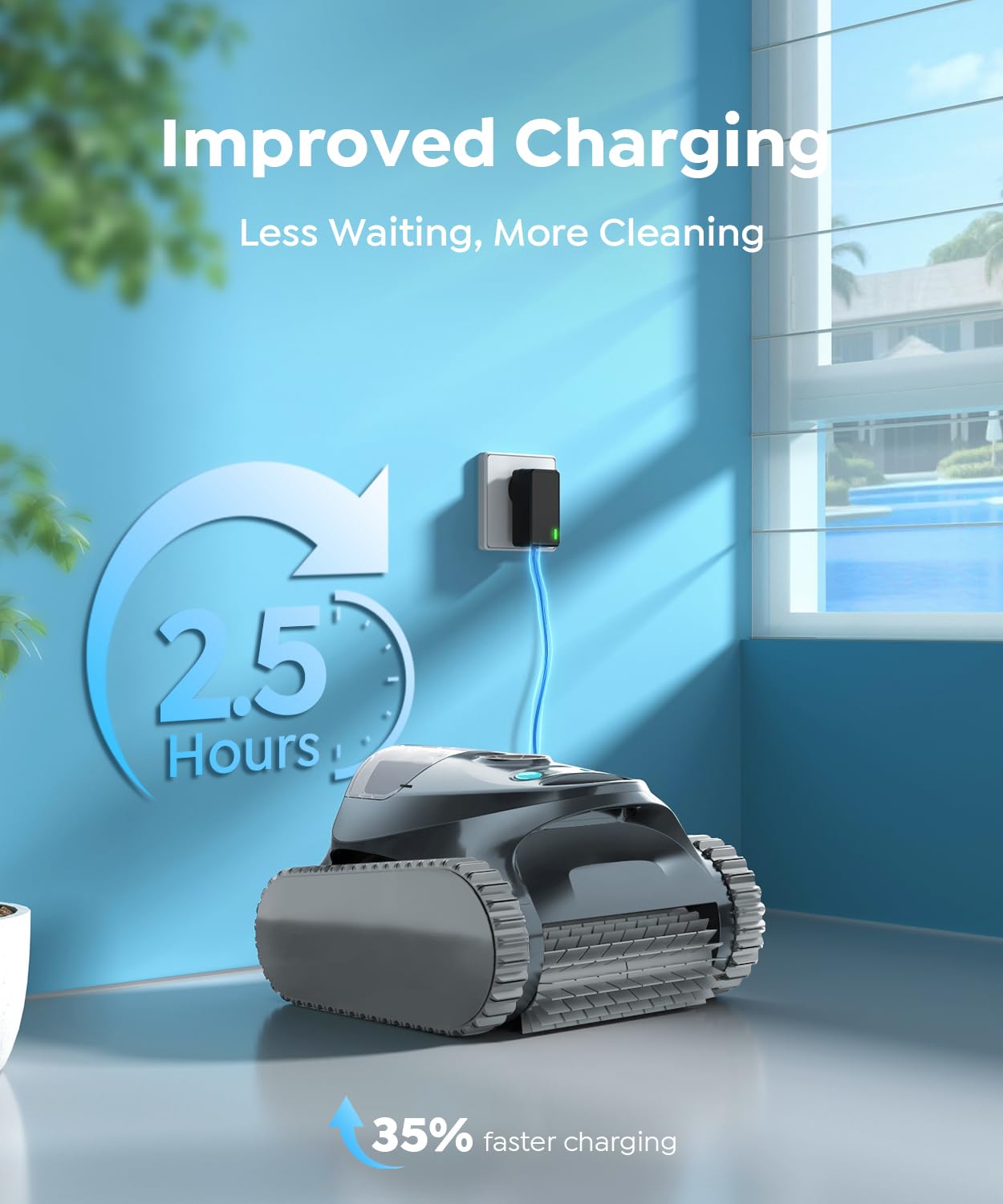 C1 Cordless Robotic Pool Cleaner, Wall & Waterline Cleaning, Pool Vacuum Robot for Inground Pools, Matte Gray