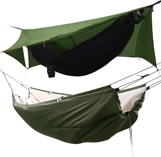 11Ft All-in-one Hammock Tent with Underquilt, Warm Insulation Ultralight 4 Season Under Quilt for Hammocks, Portable for H...