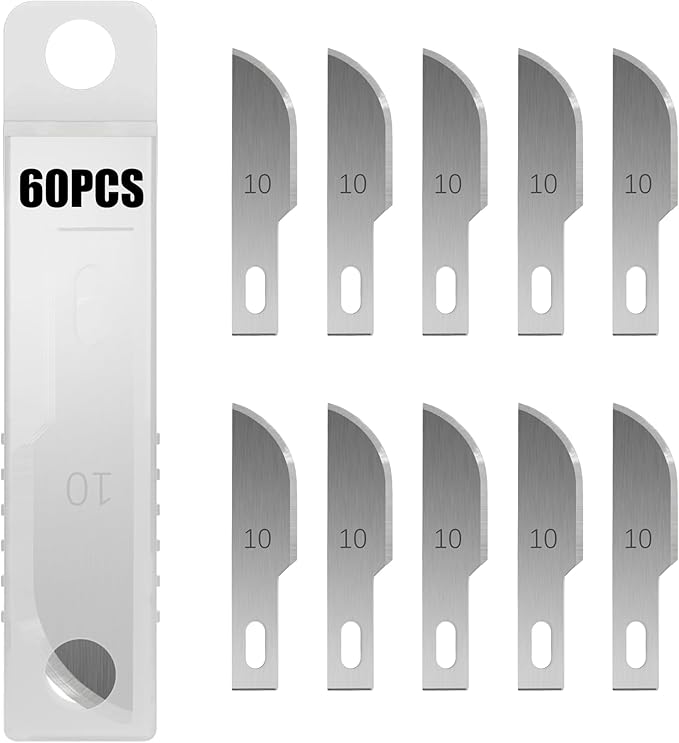 Headley Tools #10 Hobby Knife Blades(Pack of 60),Art Blades Cutting Tool with Storage Case for Craft, Hobby, Scrapbooking, Stencil