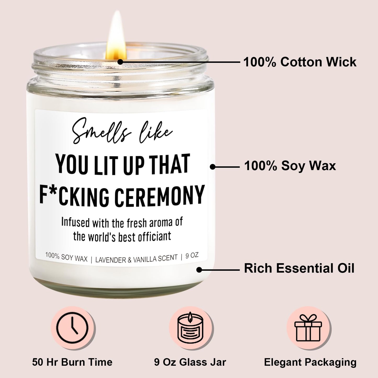 Younift Funny Scented Candle, Wedding Officiant Gifts for Wedding Day, Officiant Proposal Gifts - Thank You Presents for Best Officiant - 9 oz