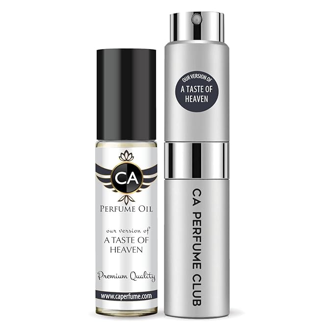 CA Perfume Duo Impression of A Taste Of Heaven For Women And Men Perfume Layering Set Long Lasting Travel Size EDP + Body Oil Roll-On Bottle 0.27 Fl Oz+0.33 Fl Oz