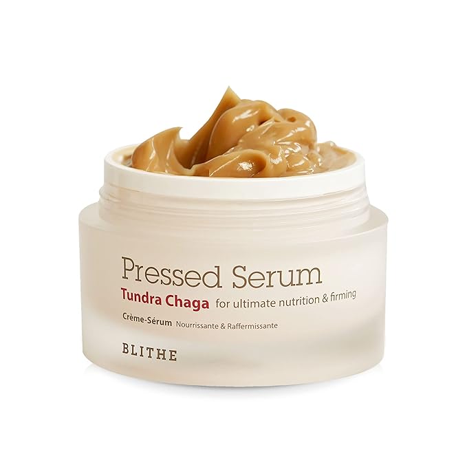 BLITHE Pressed Serum Tundra Chaga | Korean Moisturizer | Anti Aging Cream & Skin Tightening Cream for Face | Formula for an Instant Face Lift | Valentine's Day Gifts For Her, 1.68 fl oz