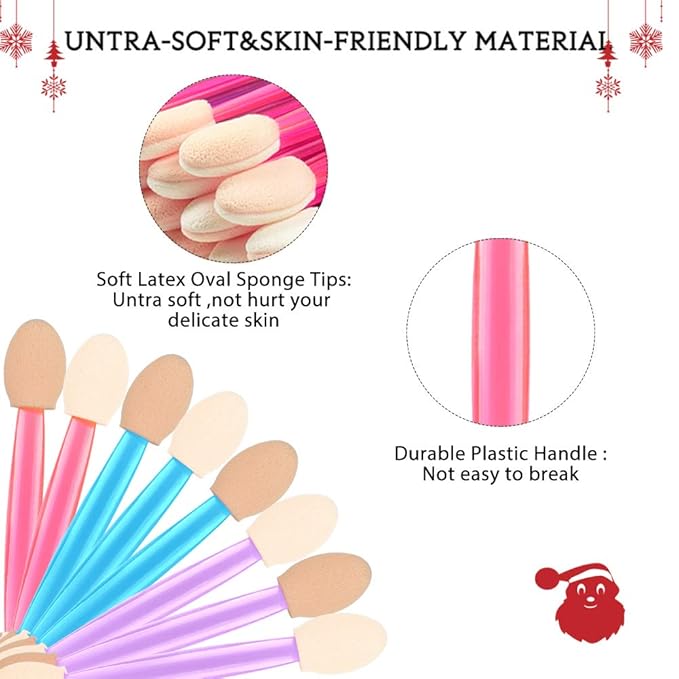 MORGLES 50Pcs Disposable Eyeshadow Brushes, Dual Sides Eyeshadow Sponge Applicators, Sponge