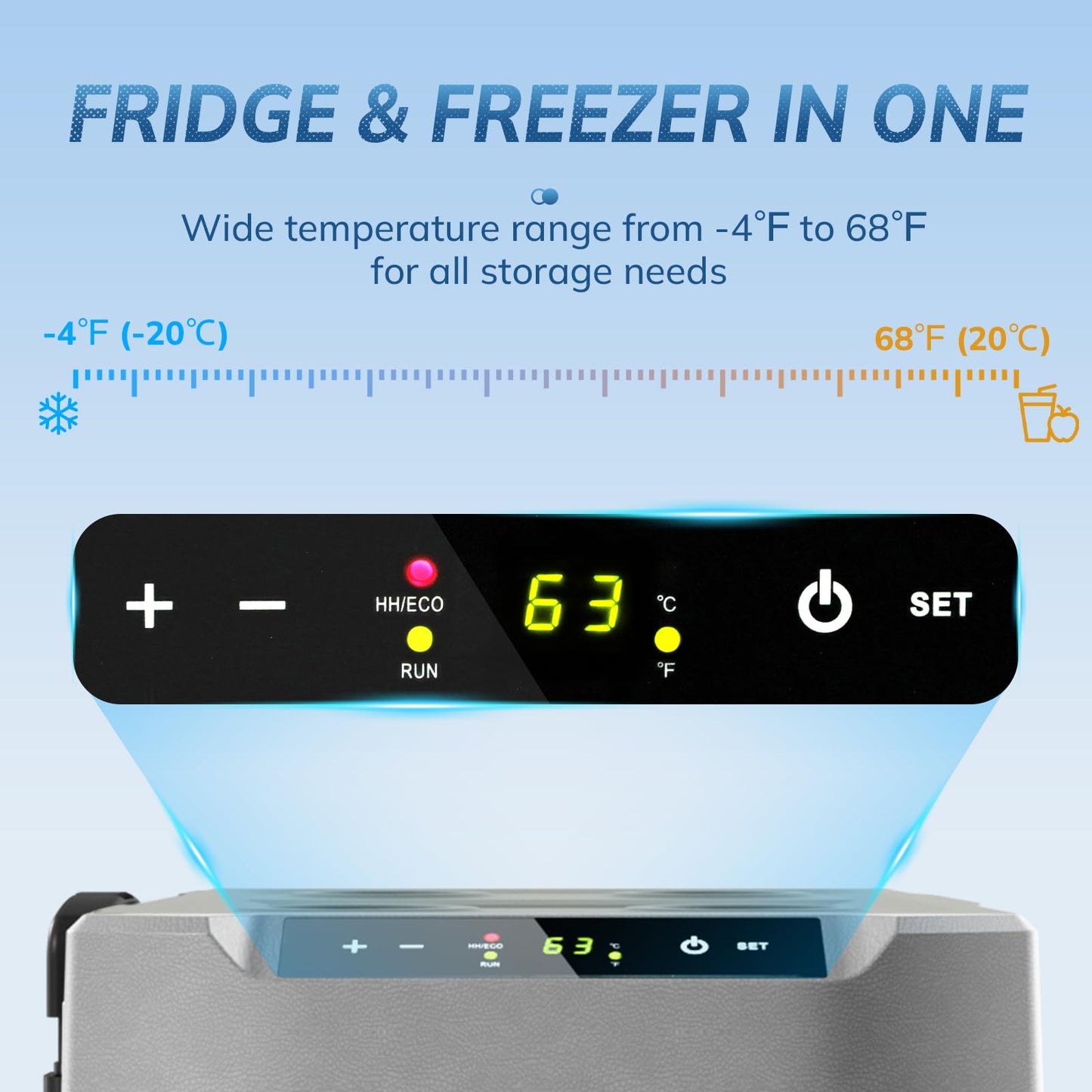 Antarctic Star Electric Cooler, 12 Volt Refrigerator 43Quart Portable Refrigerator 40LFreezer -4℉~68℉,12/24V DC 100~240V AC Car Fridge with Wheels&2 Baskets for Camping,Travel,RV,Car,BLACK