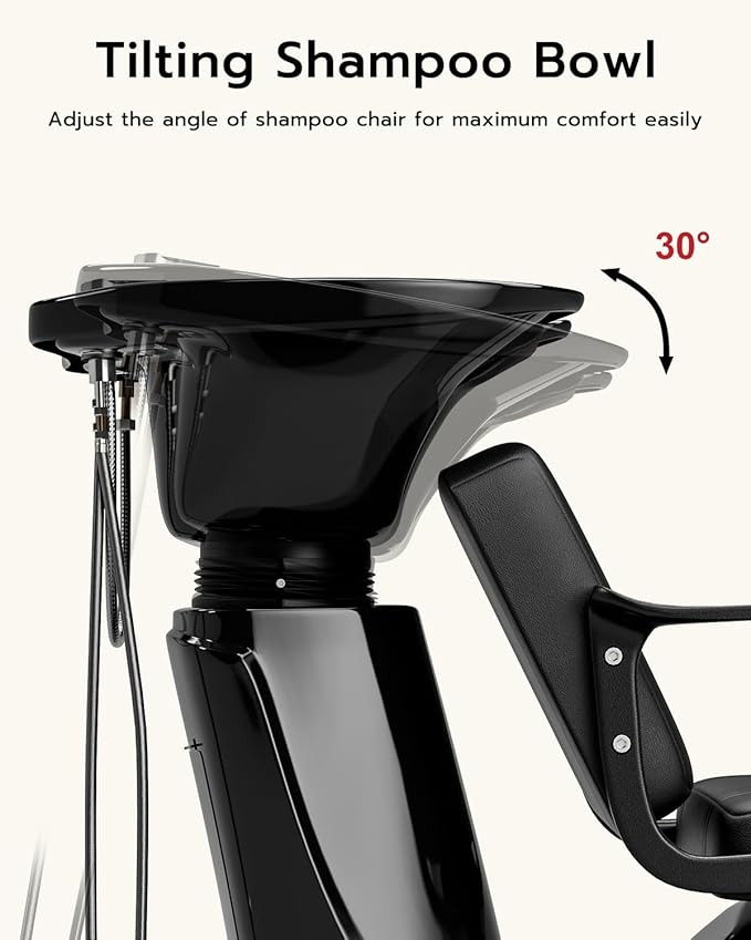 SyyBhb Shampoo Chair and Bowl for Salon, Backwash Station Sink with Tilting ABS Bowl, Barbershop Equipment