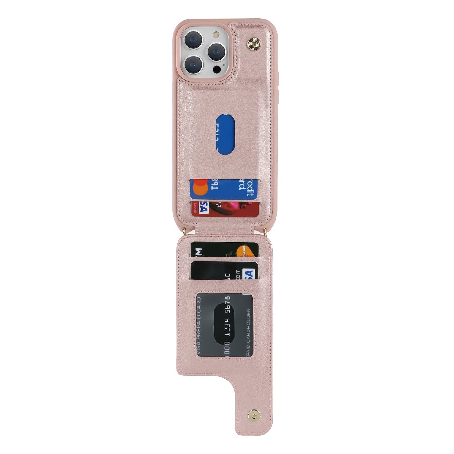 Lipvina For Iphone 11 Pro Max Phone Case With Card Holder And Strap For Women,Crossbody Lanyard,Kickstand Ring Stand,Snap Clasp,