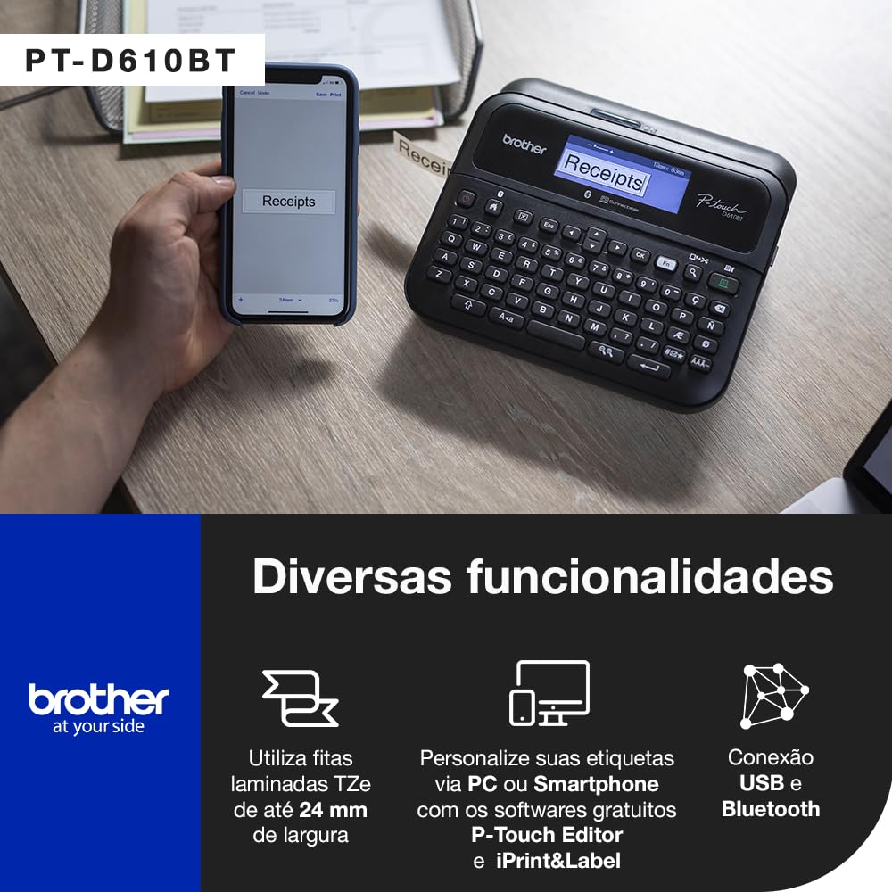 Brother® P-touch PT-D610BT Business Professional Connected Label Maker With Bluetooth®