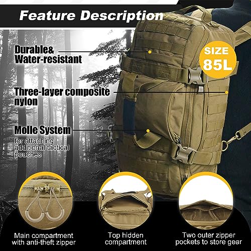 3 In 1 Military Backpack Travel Duffle Bag for Weekender Gym Traveling Workout Deployment