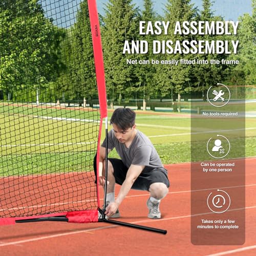 VEVOR 7X7ft/12X9ft/16X10ft/20x10ft Barricade Backstop Net, Ball Sports Barrier Netting, Portable Practice Net for Baseball Softball Lacrosse Hockey Basketball Equipment Training Net
