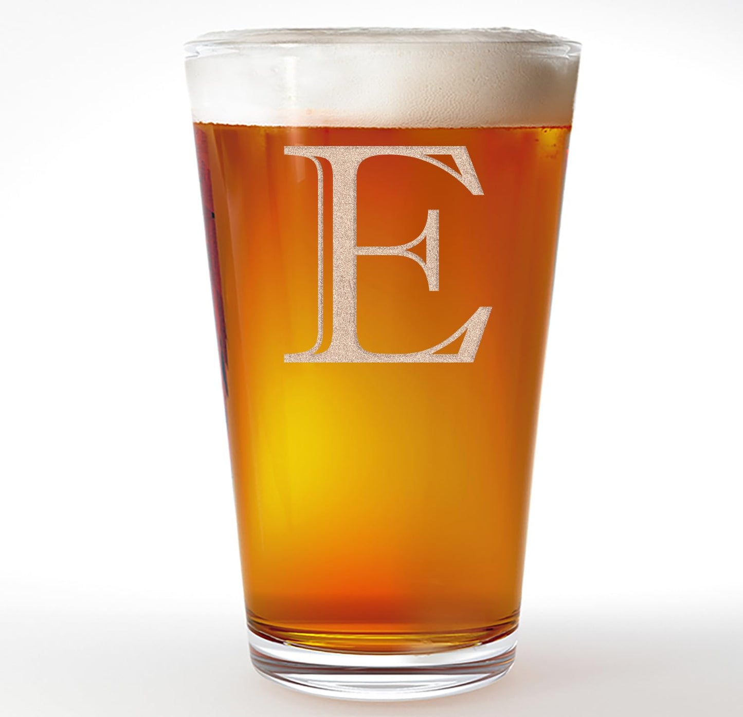 Etched Monogram 16oz Pint Glass for Beer or Soda (Letter E) A-Z Personalized gifts for him, Customized pint glasses, Custom initial, Birthday gift for Men Brother Husband