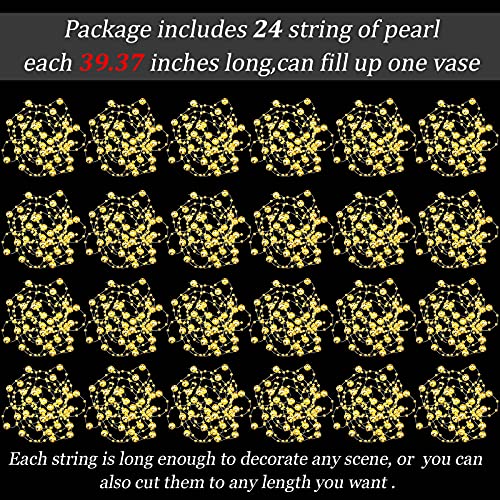 Tondiamo 24 Pcs Artificial Pearl String for Floating Candle Faux Pearls Beads String Garland Centerpiece Decoration for Va...