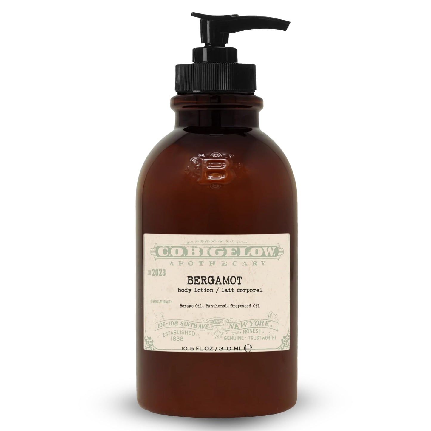 C.O. Bigelow Iconic Collection Bergamot Body Lotion, with Borage Oil, Panthenol, Grapeseed Oil, and Shea Butter, 10.5 fl oz