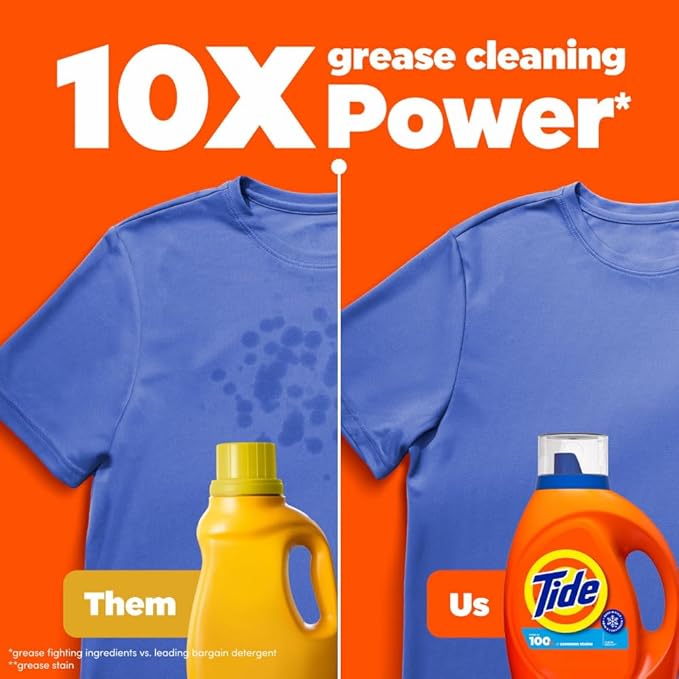 Tide Laundry Detergent Liquid, Clean Breeze Scent, 64 Loads, 80 fl oz, Works on 100% of Common Stains
